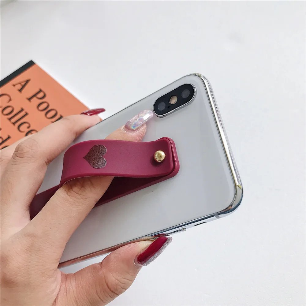 

1pc Love Heart-shaped Push-pull Mobile Phone Holder Self-adhesive Silicone Mobile Phone Holder Bracket Buckle Display Stand