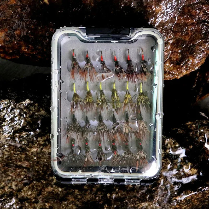 Vampfly 24 шт./кор. 12 # Ассорти Tenkara Dry Flies Midge Nymphs Fly Fishing для форели окуня Stealhead приманки