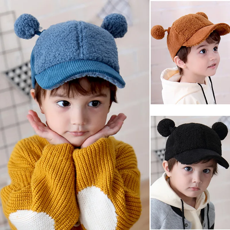 Бренд Hepburn осенне-зимняя теплая Кепка для мальчиков и девочек бейсболки с двойной