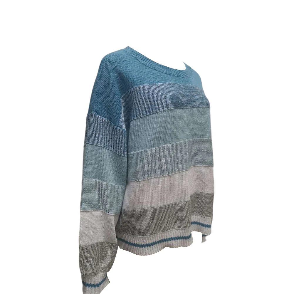 

Hirigin 2020 Fashion Women Autumn Outwear, Multicolor Wide-Stripes Thread O-Neck Long-Sleeves Pullover Sweater for Girls