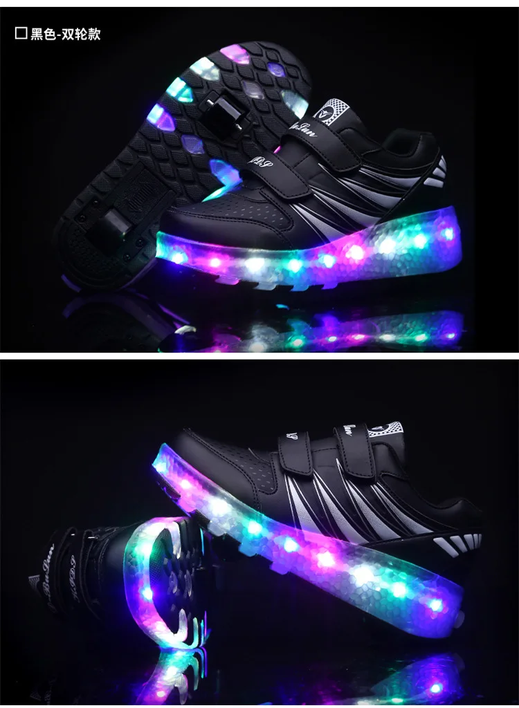 Heelies USB зарядка светодиодный Красочные Дети Мода кроссовки с два колеса роликовые коньки обувь для мальчиков и девочек синий