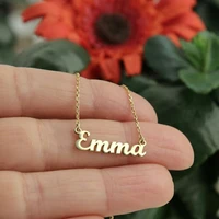 tiny gold name necklaceemma personalize charm gift for her mom jewelry gift custom name stainless steel necklace