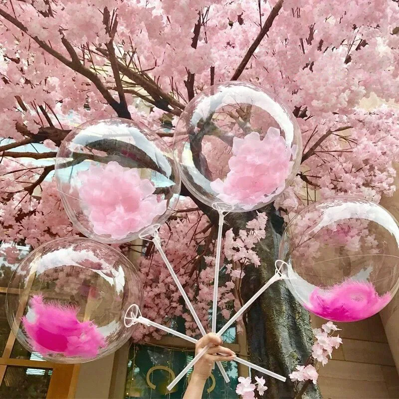 

5Pcs 13/18/20 Inch DIY Wedding Birthday Party Decoration Bobo Balloons Feather confetti Transparent PVC Balloon Inflatable Balls