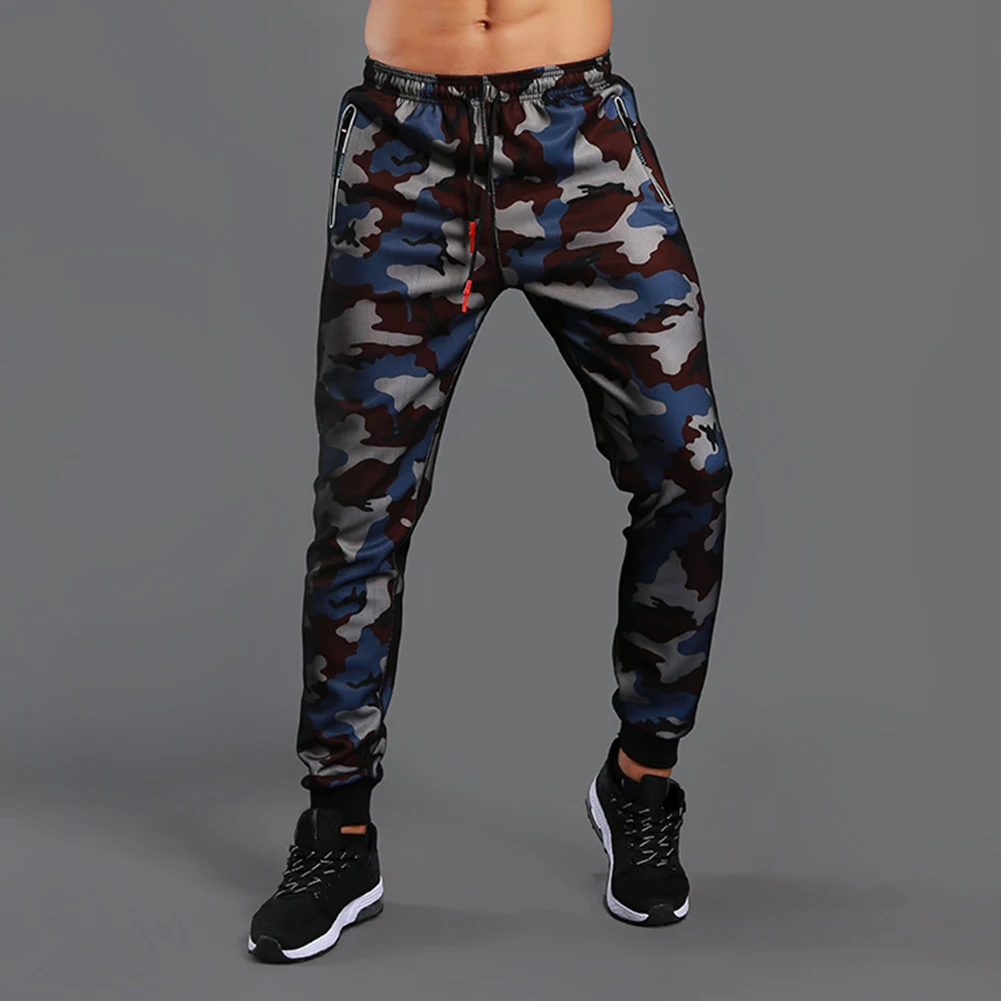Мужские длинные брюки камуфляжные с завязками на лодыжке карманами для фитнеса