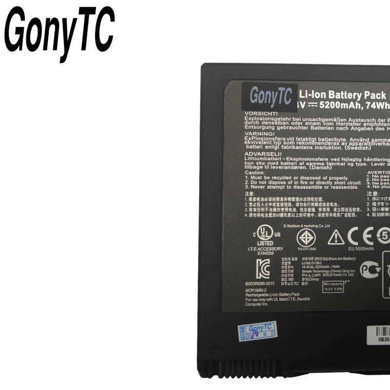 GONYTC 14 4 V 5200 мА/ч 74Wh A42-G55 новый оригинальный Аккумуляторный блок для ноутбука ASUS G55