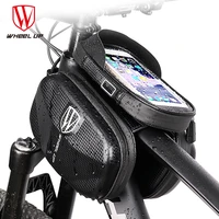 wheel up bicycle front pouch bag 6 5 inch rainproof mobile phone case mount for mtb bike frame head top tube bag bike saddle bag