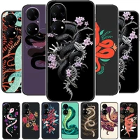 hand snake phone case for huawei p50 p40 p30 p20 10 9 8 lite e pro plus black etui coque painting hoesjes comic fas