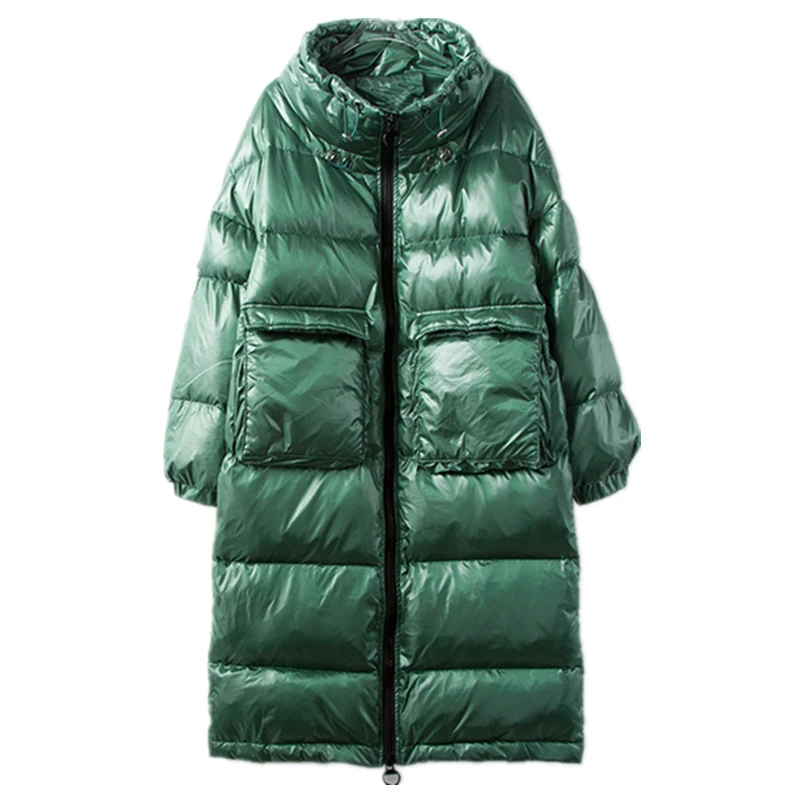 

2021 Womens Long Cotton Coat Winter Warm Coats High Quality Down Cotton Parka Stand Collar Outwear Fashion Zipper Pocket Jacket