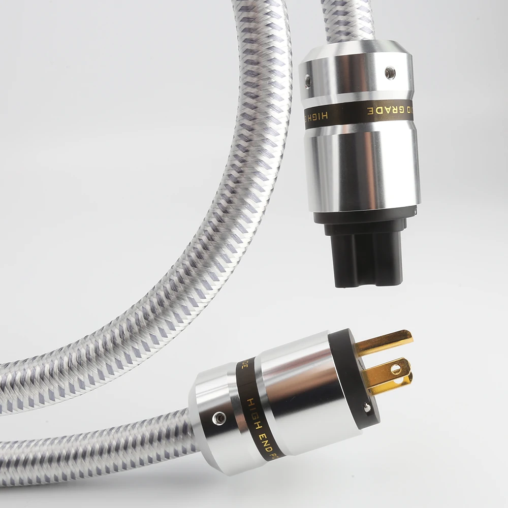 

HiFi Audio AC Power Cable, Power Cord with 3-Prong US Version Gold Plated Plugs, 14AWG Audiophile Power Cord 125V 15A AudioPhile