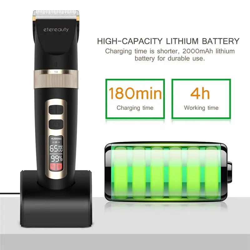 Умный ЖК перезаряжаемый бесшумный триммер для стрижки волос набор ухода с