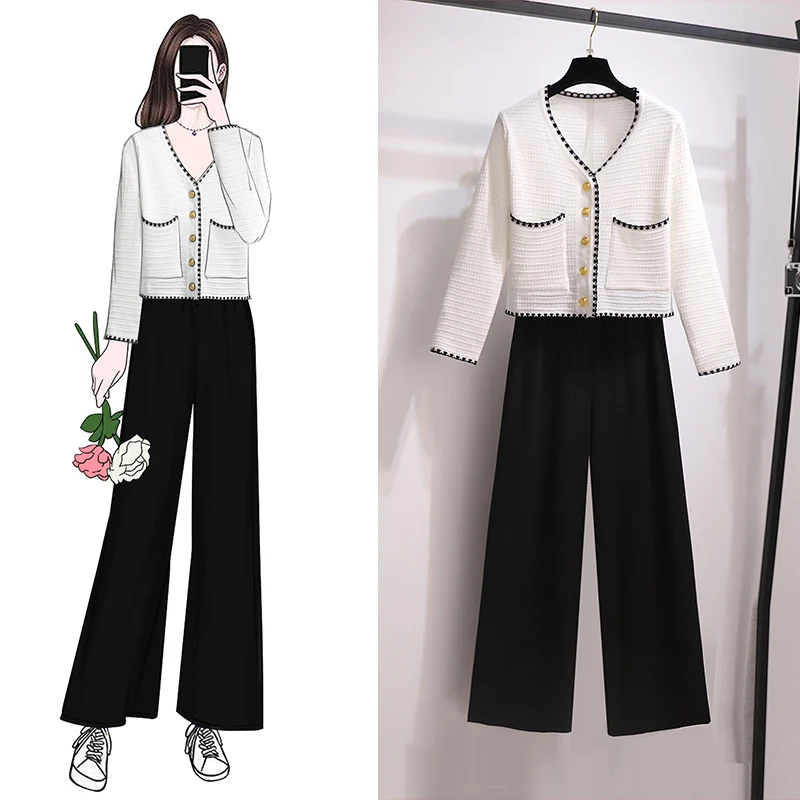 Женский трикотажный комплект из двух предметов кардиган с V образным вырезом и