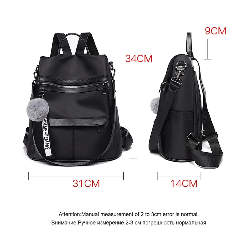 2020 new quality backpack waterproof anti theft oxford cloth simple college wind bag youth girl backpack gift hair ball pendant free global shipping