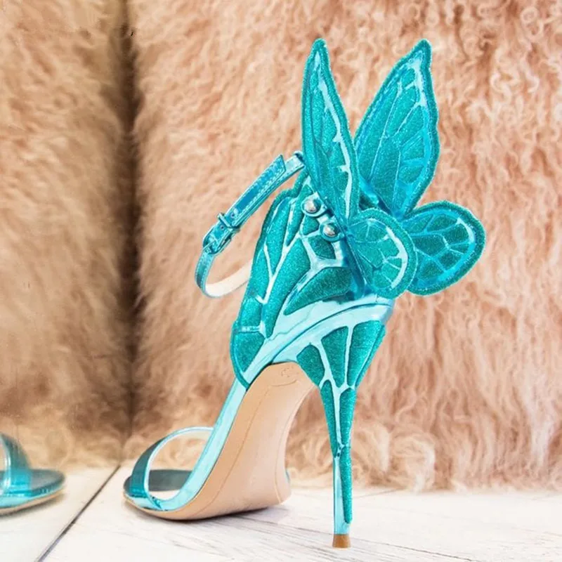 Босоножки женские на высоком каблуке туфли-лодочки с вышивкой и бабочкой тонком