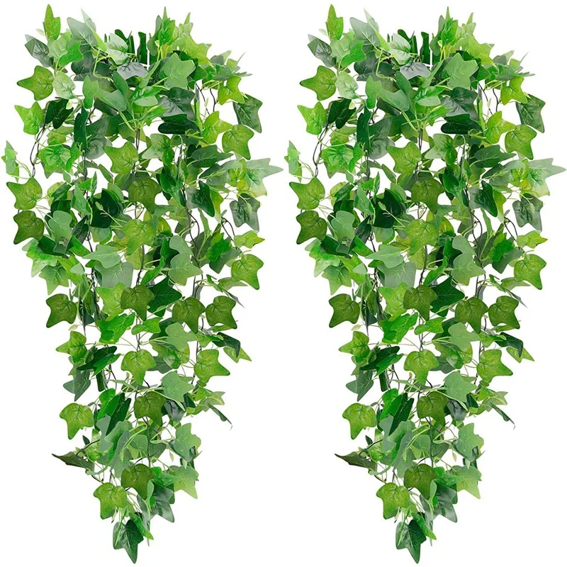

2Pcs Artificial Hanging Plants Fake Ivy Garland Vine for Wall Home Garden Wedding Outside Hanging Decoration ( No Pots )