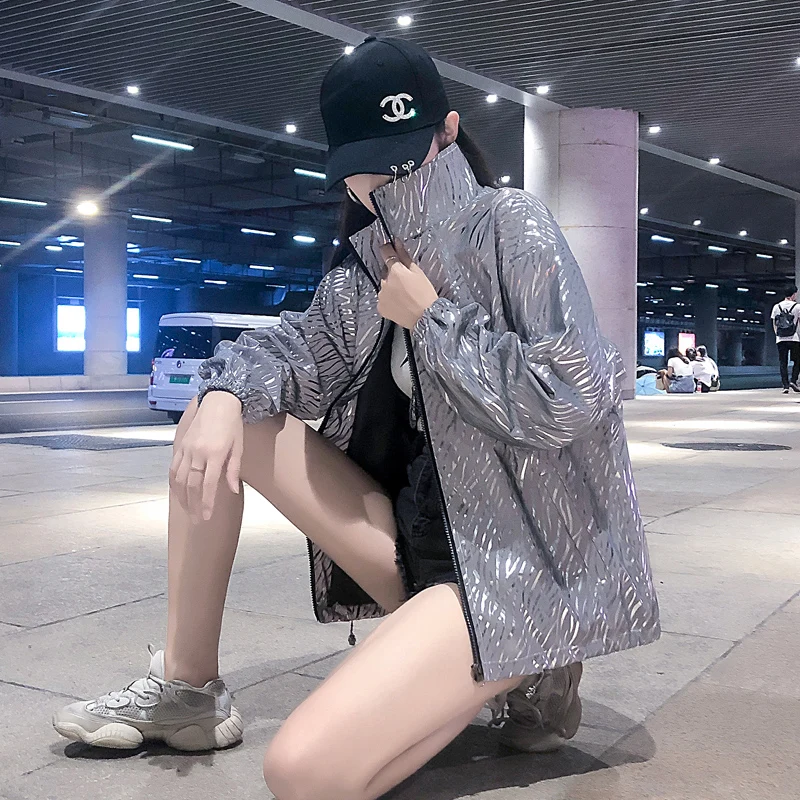 2019 женская осенняя и зимняя куртка с длинными рукавами блестками на молнии в