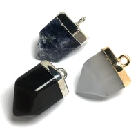 natural stone pendant hexagonal cone shape agate exquisite charms for jewelry making diy bracelet necklace earring accessories