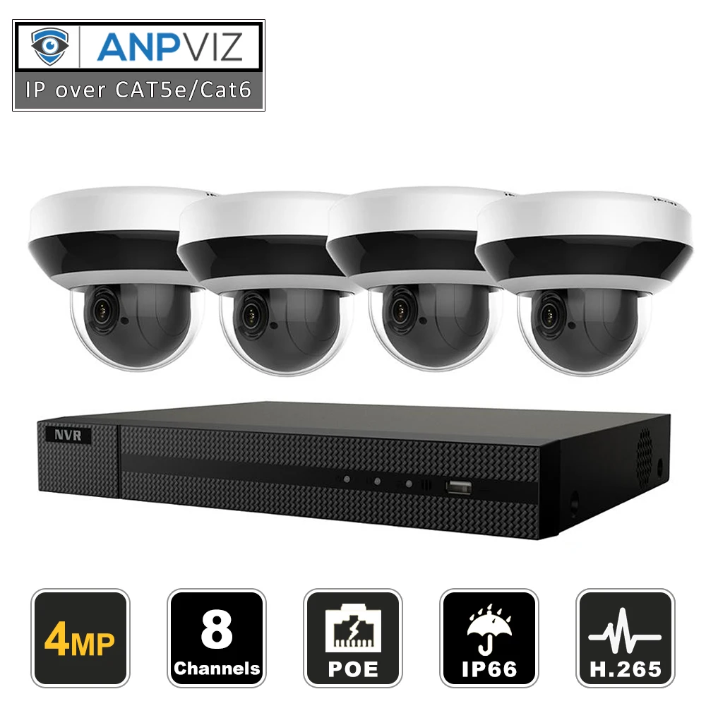 Hikvision H.265 8CH POE NVR комплект наружная CCTV система безопасности 4MP 4X Zoom PTZ ip-камера P2P комплект видеонаблюдения