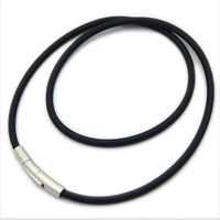 2mm black leather cord wax rope chain necklace stainless steel tube clasp diy jewelry accessories necklaces chain 1pc