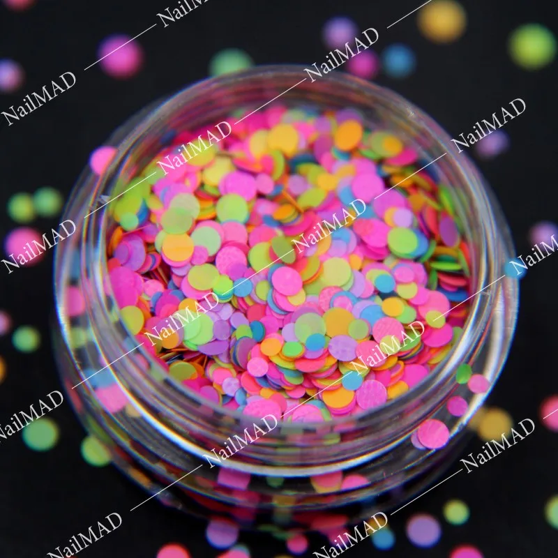 1 коробка блесток для ногтей мм 2 смешанные круглые Блестки светящиеся ногтевого