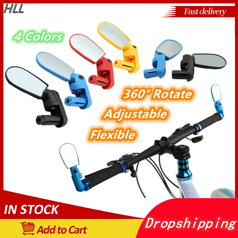 

360 Rotate Rear Back Simple Bicycle Accessories Mini Bike Mirrors Rotate Flexible MTB Bicycle Rearview Mirrors Handlebar End