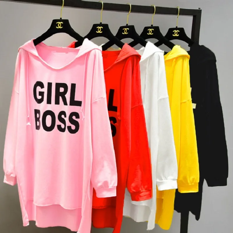 

Girls T-shirts Long sleeve T-shirt Hooded Tee Shirt Letters Women Casual Tees