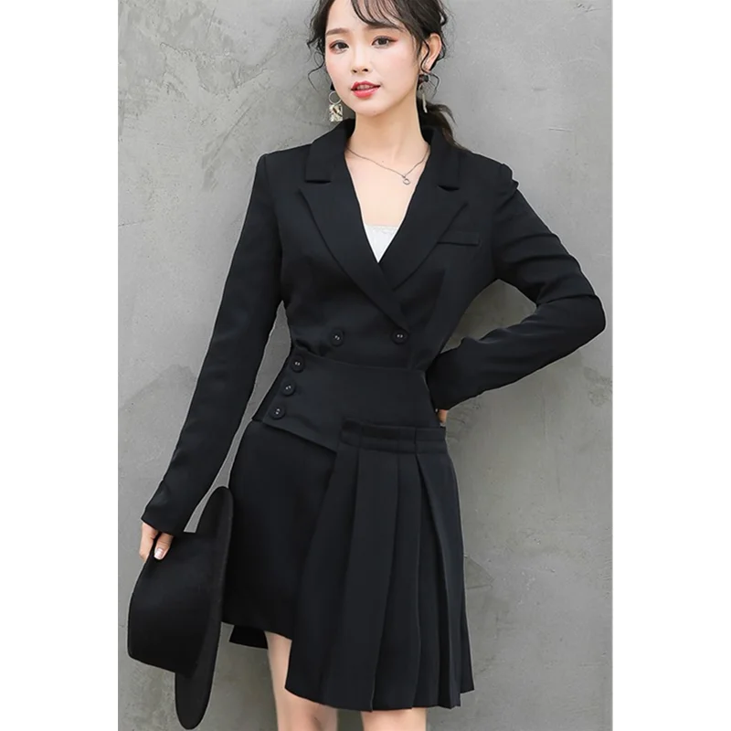 Женский офисный комплект из 2 предметов повседневная черная облегающая