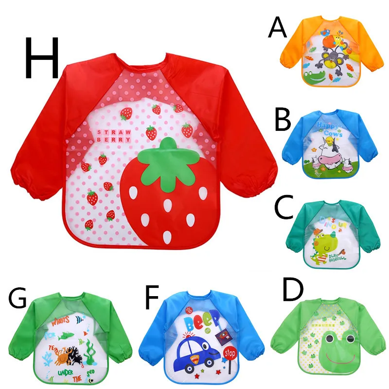 

Детские с рисунками фруктов для укладки волос нагрудников для малышей Детская одежда с длинными рукавами Водонепроницаемый передник для к...