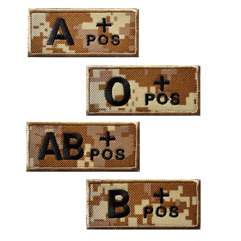 

Velcro Badge A+ B+ Ab+ O+pos Camouflage Bag Sticker 3d Embroidery Cloth With Blood Type Stamp Military Outdoor Patch