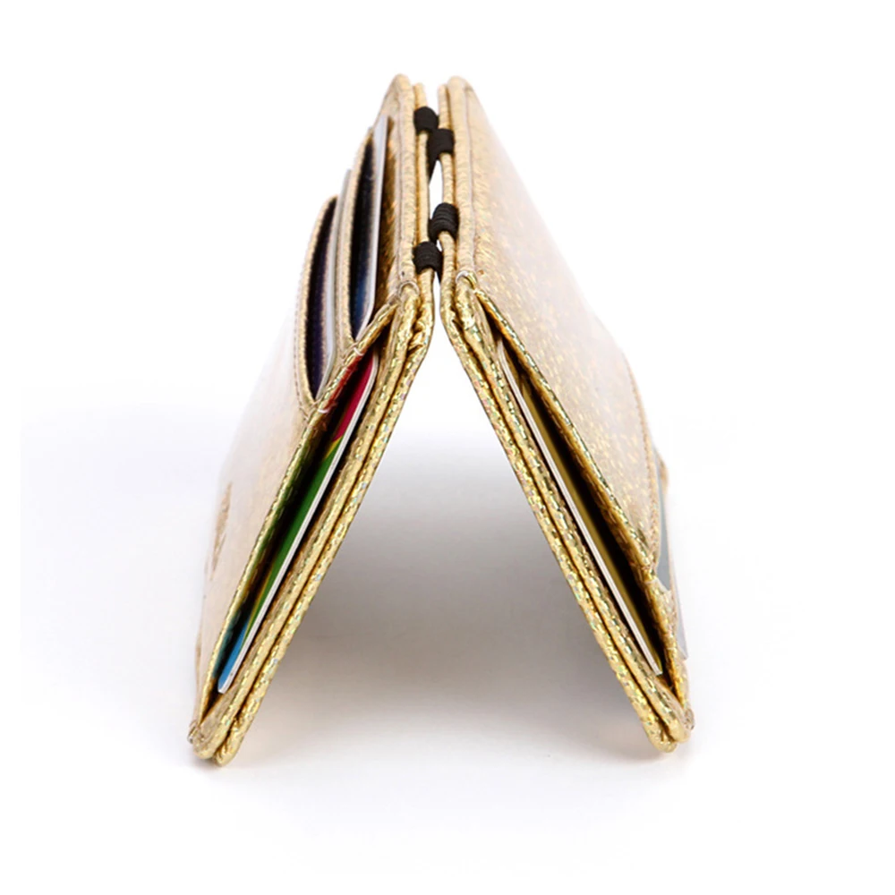 Magic Wallet Money Clip Card ID Slim Light Flip Leather Purse Clamp Money Case With Elastic Band Bifold Business Leather Wallet