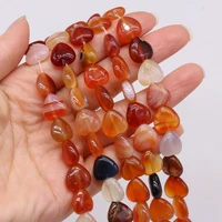 14pcs natural red agate beaded heart shape loose beads forjewelry making diy bracelets necklaces accessories 14mm