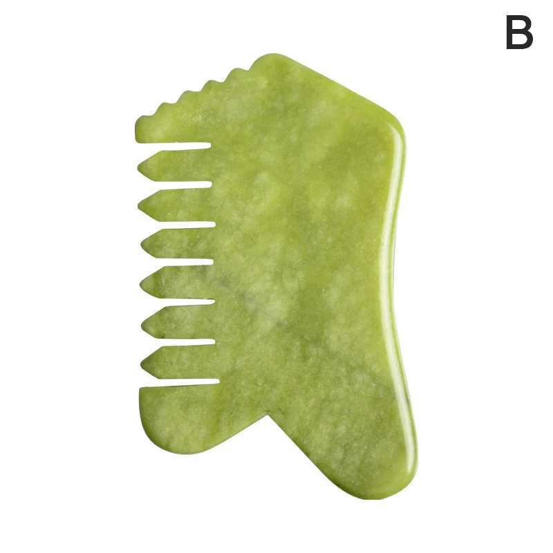 Натуральный камень зеленого нефрита массажная расческа гуашь скребок головка