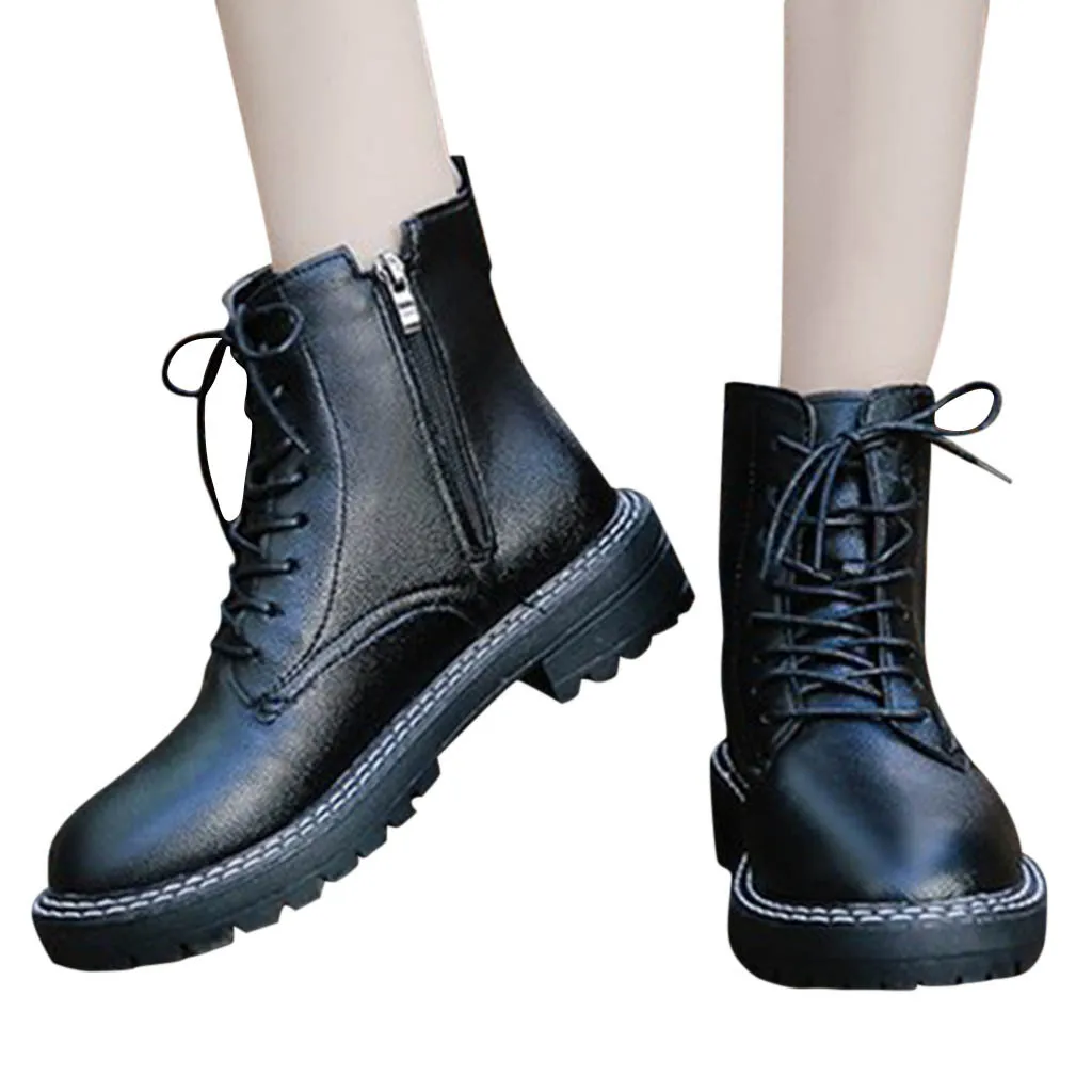 SAGACE Зимние черные сапоги Кожаные Martin Женские короткие Ботильоны обувь высокого