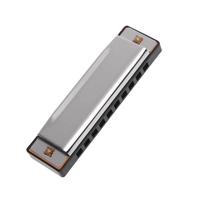 Губная гармошка с чехлом 10 отверстий музыкальный инструмент из нержавеющей