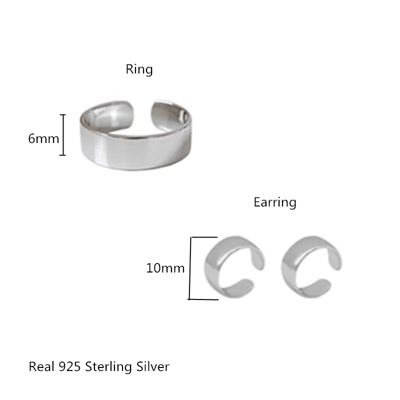 

Buyee Real 925 Sterling Silver Fashion Jewelry Sets Women Shiny Wide Silver Geometric Ring for Women Men Punk Rock Jewelry