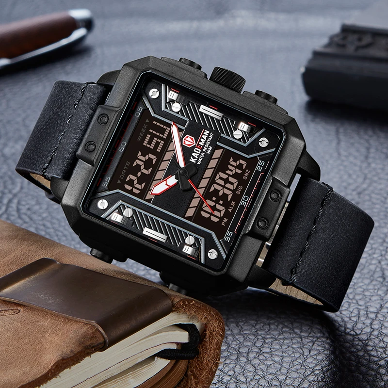 KADEMEN квадратные часы мужские роскошные кварцевые цифровые военные спортивные