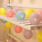 Декоративная гирлянда с хлопковыми шариками, ручная работа из тайского материала сделай сам, нить с шариками для украшения семейвечерние вечеринки, дня рождения, Рождества