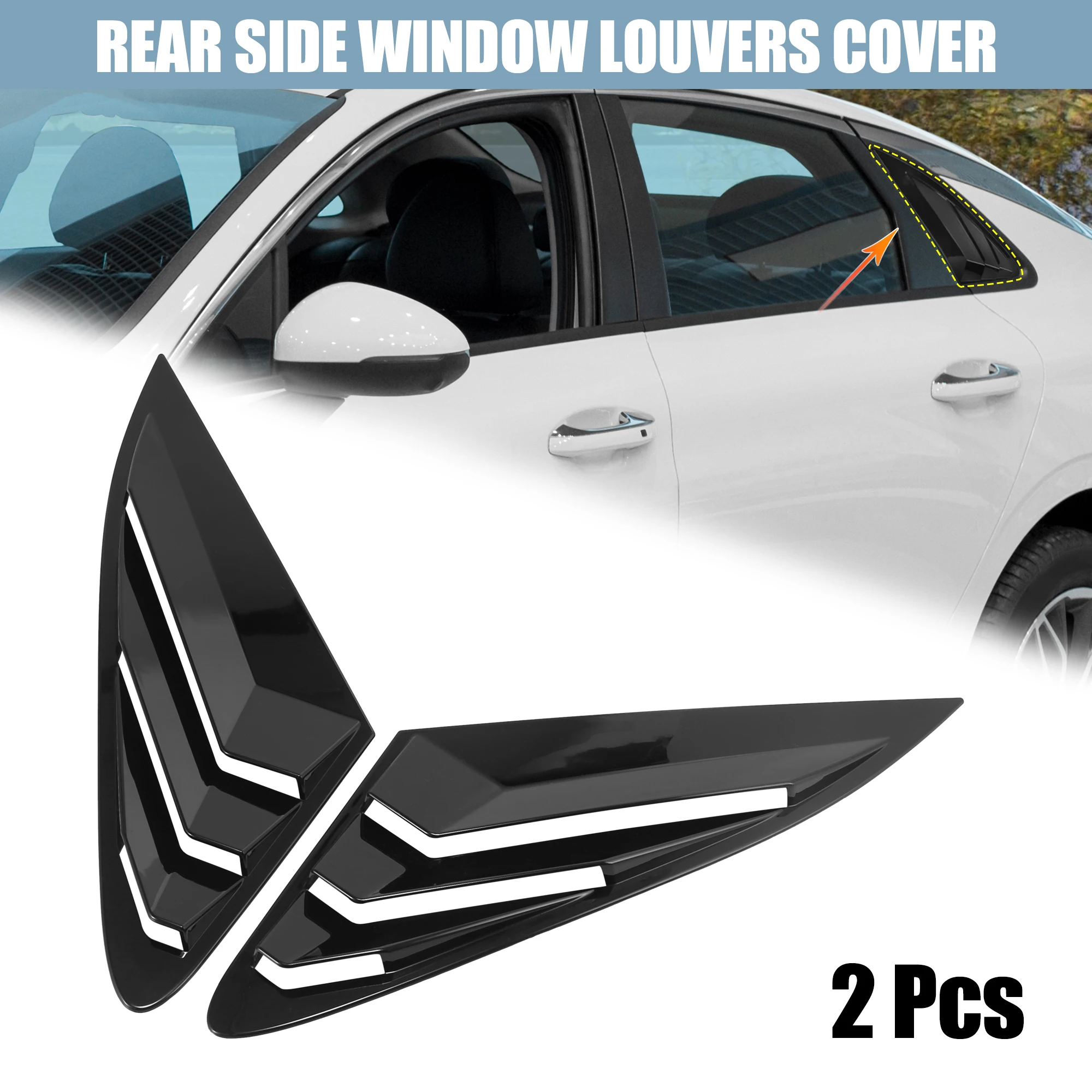 

X Autohaux 2pcs Rear Side Window Louvers Air Vent Cover for Kia K5 2021 2022 Scoop Cover Accessories Glossy Black Carbon Fiber