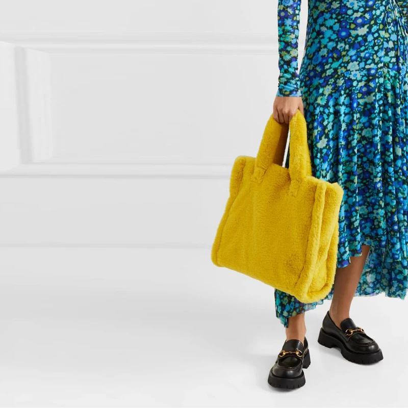 

Designer Feminine Bolsa Luxury Faux Fur Bags For Women Winter Handbag Large Capacity Shoulder Bag Females Tote Top-handle Bag