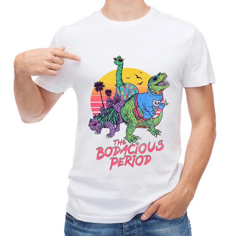 

TEEHUB Fashion Dinosaur Printed Men T Shirt Hipster The Bodacious Period T-shirt Short Sleeve O-Neck Tops Cool Tees