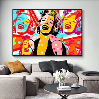 sexy lady girl portrait stars graffiti street art canvas painting posters and prints wall picture living room decor cuadros