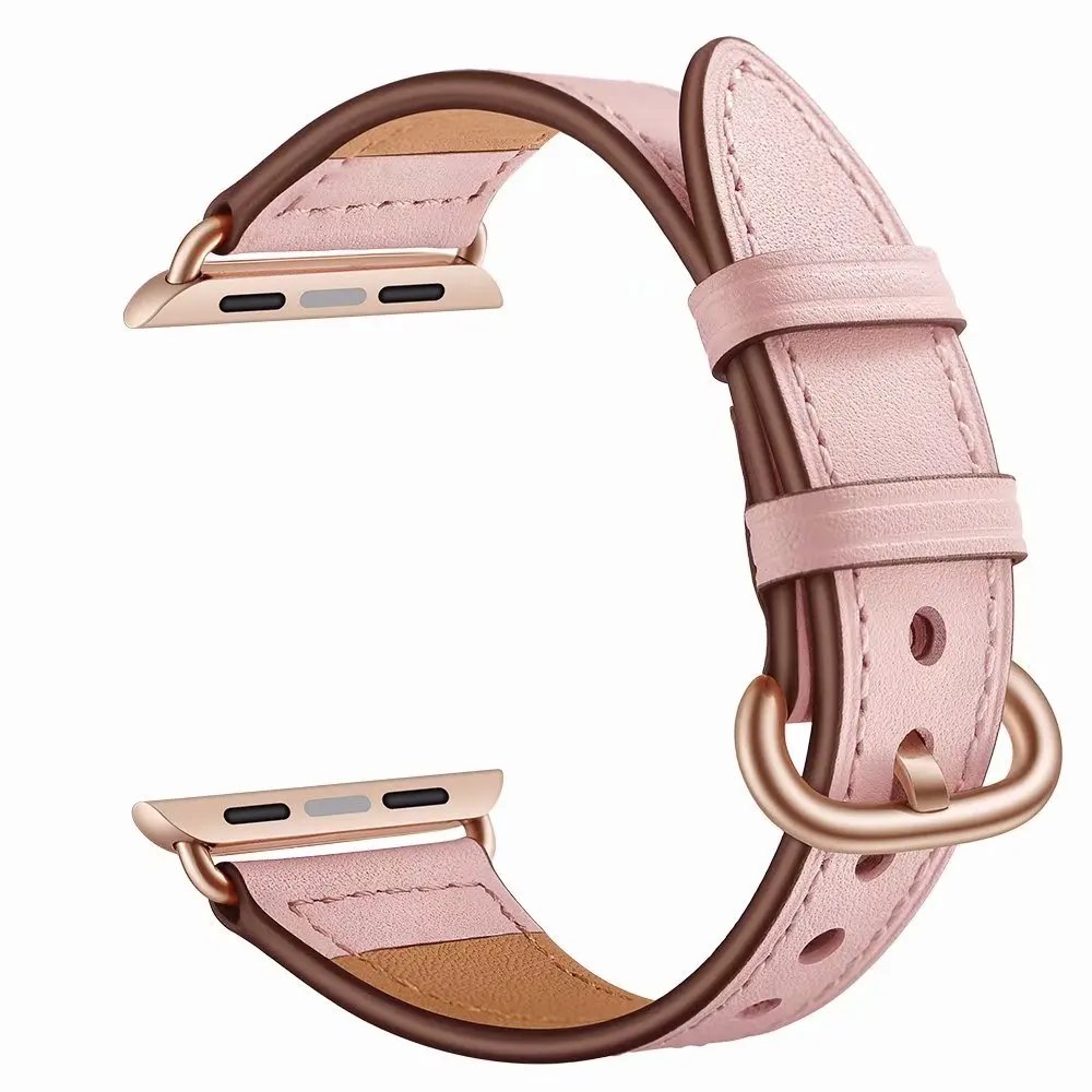 Ремешок из натуральной кожи петлевой для Apple Watch 38 мм 40 браслет с пряжкой 42 44
