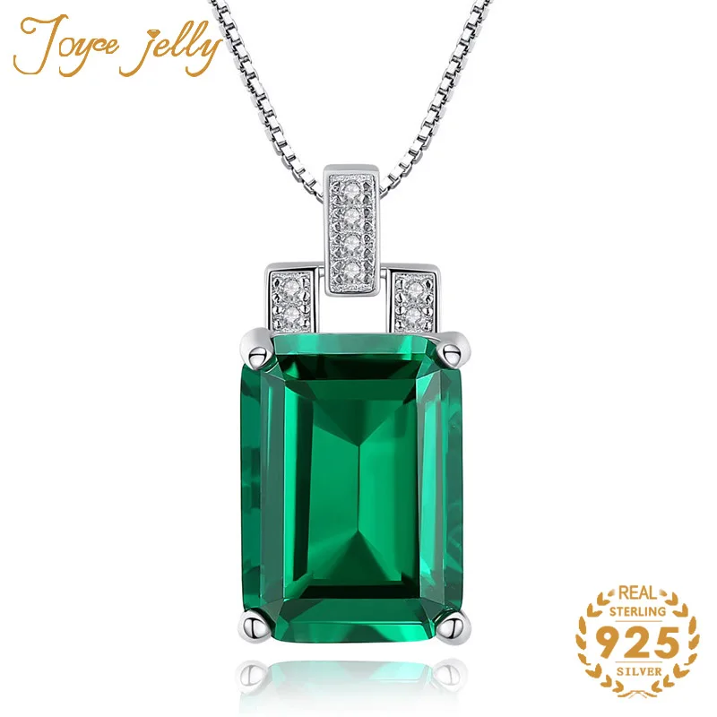 

JoyceJelly New Style 925 Sterling Silver Necklace With Emerald Sapphire Rectangle Gemstone Fashion Jewelry Women Gift Wholesale
