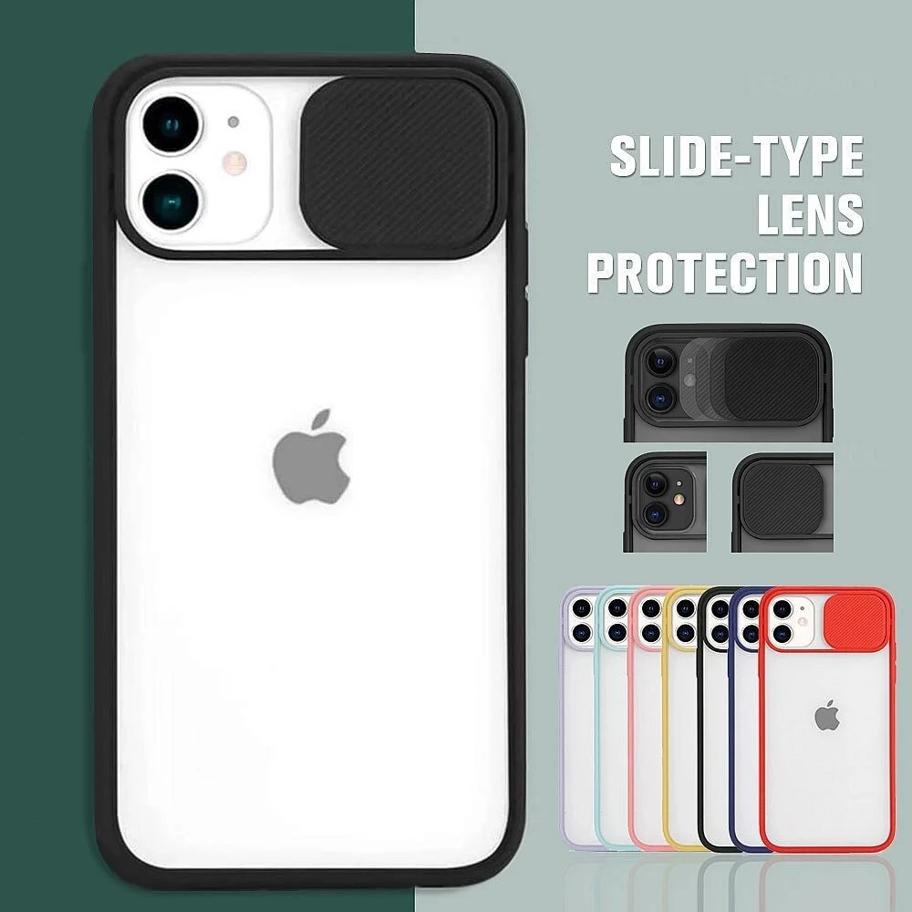 

IPhone 11 12 13 Pro Max X XS XR 6 7 8 Plus SE 2020 Case Slide Camera Lens Protection Shockproof Phone Case Color Matte