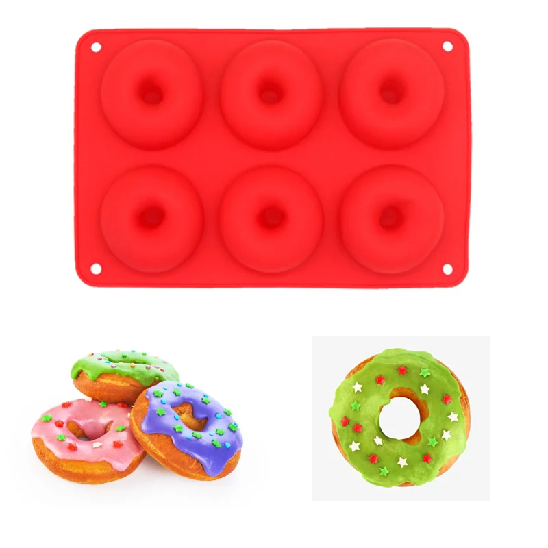6 Cavity Doughnut Mold Round Chocolate Pastry Bread Silicone Reusable DIY Baking Tray Donut Maker Dessert Making Tool | Дом и сад