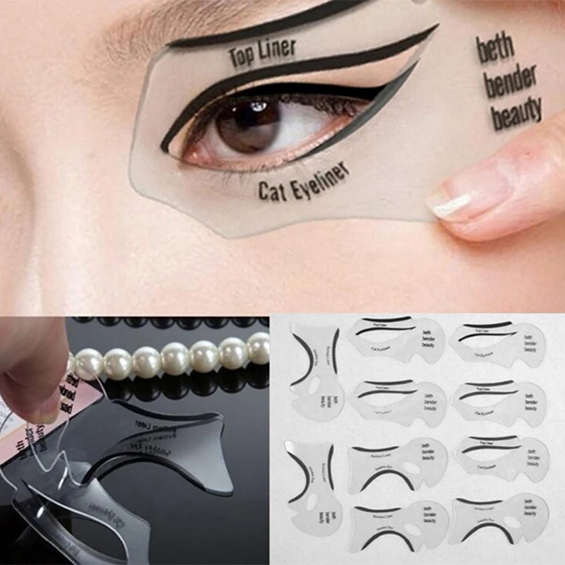 

2Pcs Eyebrows Template Card Eyeliner Stencils Winged Eyeliner Stencil Models Template Shaping Tools Eye Shadow