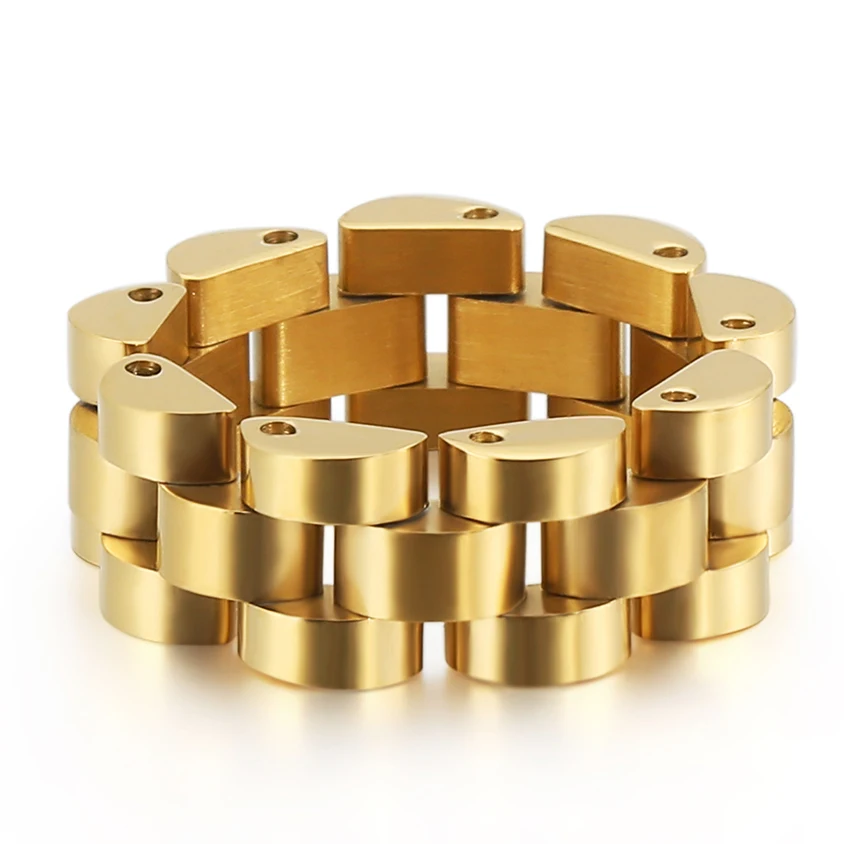 

Luxury Never Fade Rose Gold Blue Strap Ring Men 316L Stainless Steel Womens Rings Jewelry Fashion 8MM Wide Finger Band Dropship