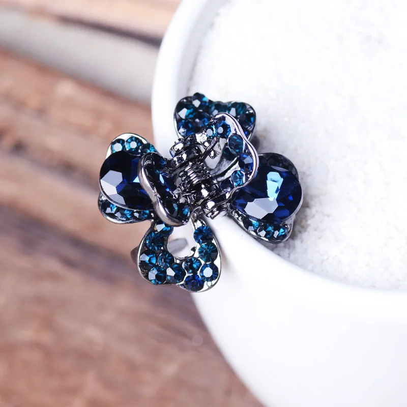 Заколка для волос женская Morkopela украшенная кристаллами цветами клевера крабом