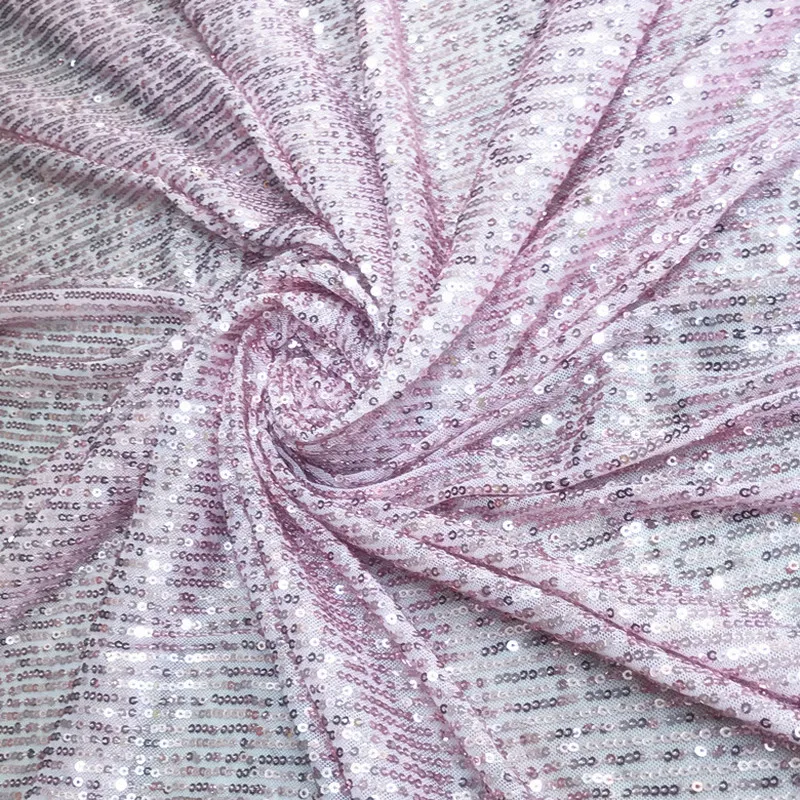 Розовая эластичная сетчатая ткань с блестками вышитая для платья свадебное