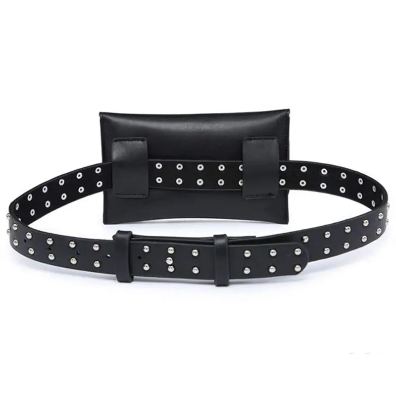 Модные Черные Кожаные Стильные Заклепки Фанни поясная сумка пакет Кошелек для