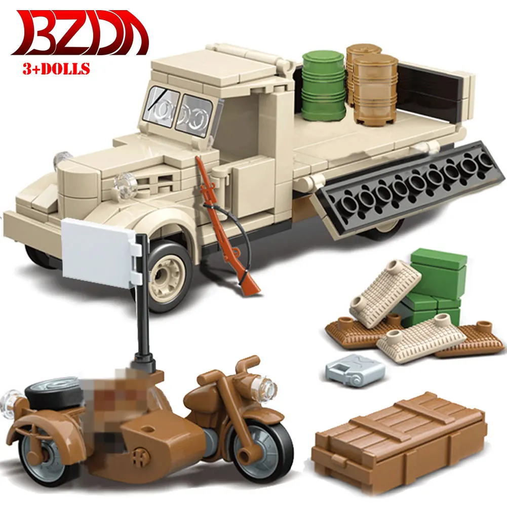 

BZDA WW2 Military Second World War Building Blocks Nissan 180 Truck Japanese Transport Vehicle Bricks Kids Toys Gifts
